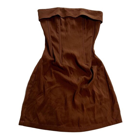 With Jean Corset Mini Dress in Brown - Picture 1 of 3